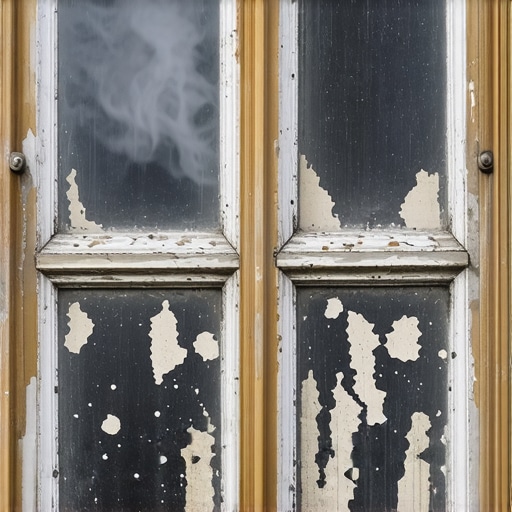 Damp and mold on an old wooden window in Valjevo Tešnjar district