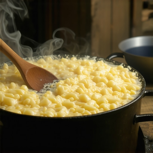 Priprema tradicionalnog belmuža u staroj planinskoj kolibi na drva