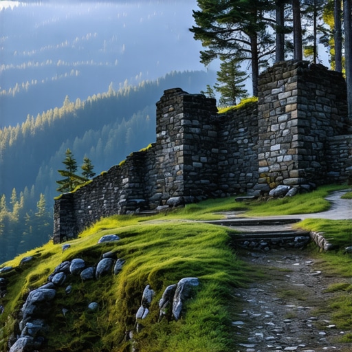 Mount Cer Historic Trails and Forests Aerial view of Mount Cer forests and ancient stone fortifications in Serbia