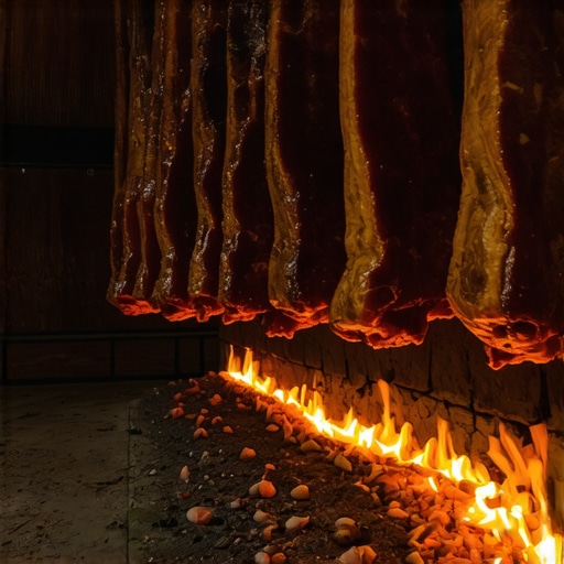 Tradicionalna sušara u Mačkatu Unutrašnjost tradicionalne sušare sa užičkom pršutom na bukovom dimu